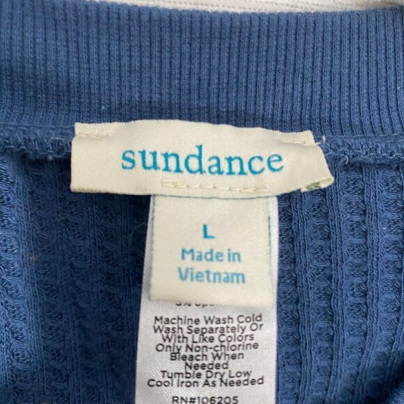 Sundance Blue Snowflake Print One-Piece Pajama Suit waffle knit Ribbed Size L - Picture 5 of 11